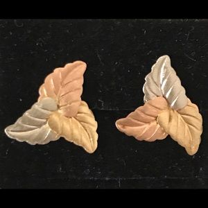 14K Tri-color Gold Stud Earrings